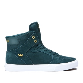 Womens Supra High Top Shoes VAIDER Evergreen/Gold/white | AU-74272